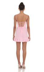 Ruffled Slit Dress in Pink