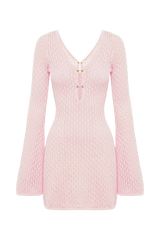 Kayleigh Crochet Knit Mini Dress - Rosewater