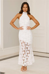Soft Opulence Embroidered Halter Maxi Dress