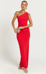 Criselda Maxi Dress One Shoulder Maxi Dress in Red