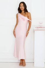 Stylish Season Off Shoulder Satin Midi Dress