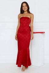 Symphony Of Silk Satin Strapless Maxi Dress