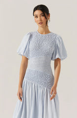 Theoni Smocked Asymmetric Dress