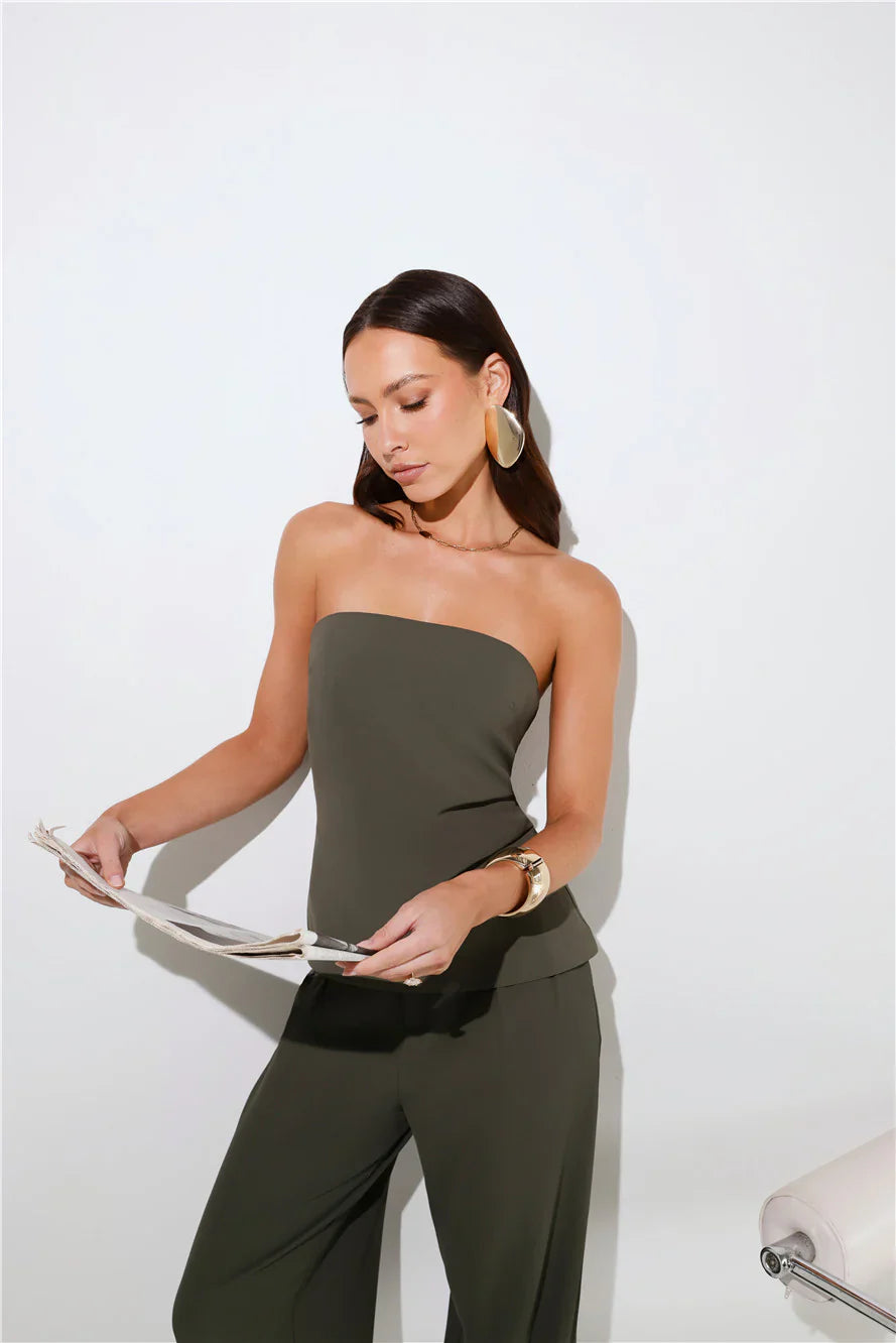 Core Cut Tailored Strapless Top White