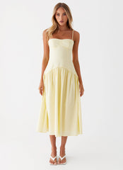 Yvette Corset Midi Dress - Yellow